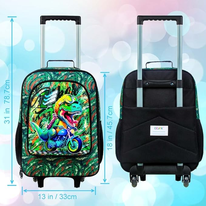UFNDC Kids Luggage for Boys, Dinosuar Rolling Suicase with Wheels，Travel Carry on for Children Toddler Elementary