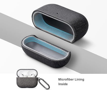 LOPIE for AirPods Pro 2nd Generation Case (Not for 3rd Gen) - Canvas Style Vegan Leather - Protective Hard Shell Cover with Clip - Handmade for AirPods Pro 2 Case Cover - Gray