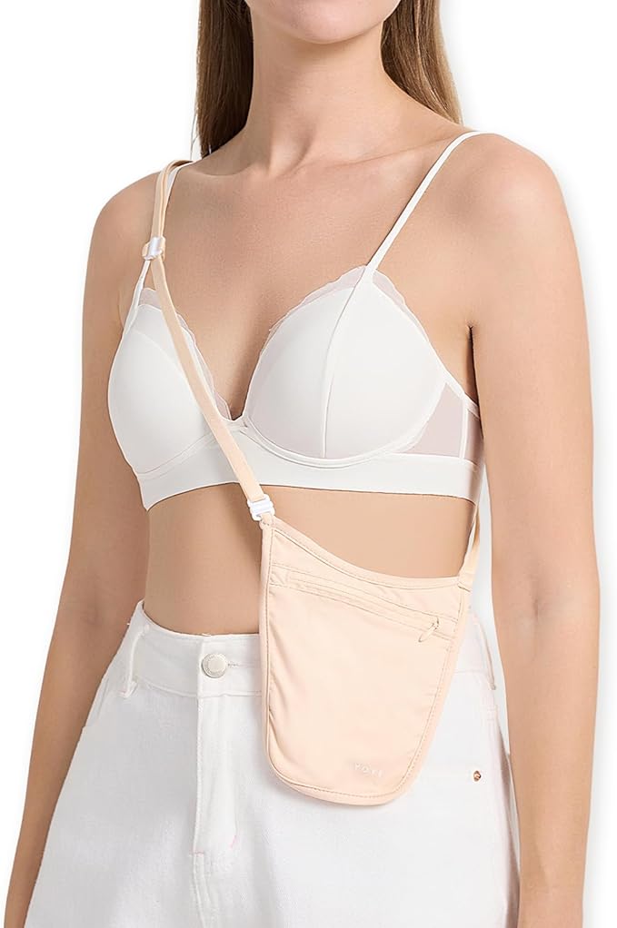 Crossbody Money Belt with Detachable RFID-Blocking Cardholder, Hidden Travel wallet for Money & Passport - Lightweight, Secure, and Invisible Design for Travel