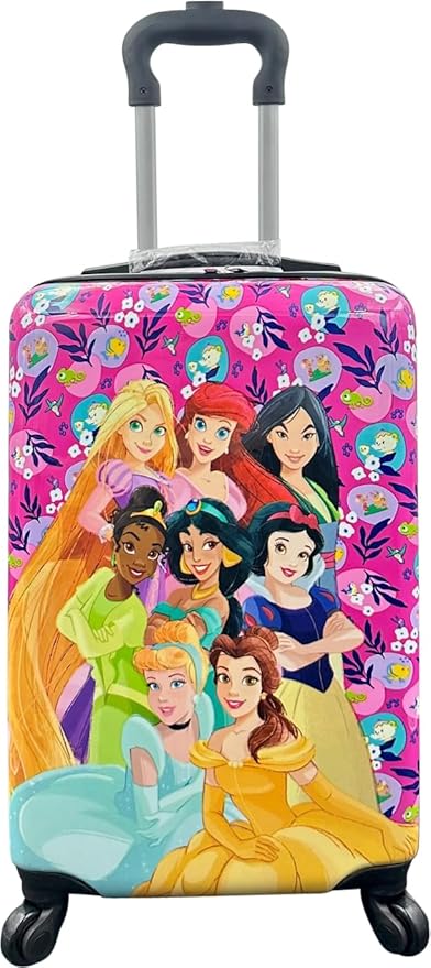 Fast Forward Kids Licensed Hard-Side 20” Spinner Luggage Lightweight Carry-On Suitcase (Princess)