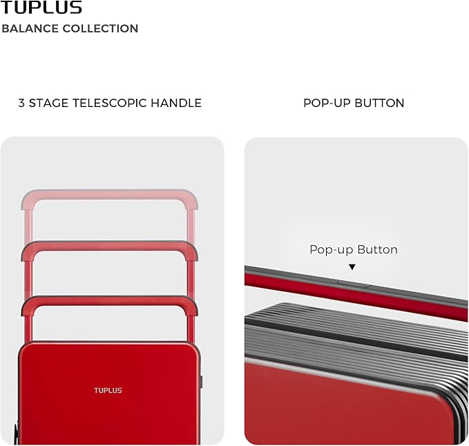 TUPLUS Suitcase ABS Hard Shell Luggage with 4 Spinner Wheels Hold Check in Travel Case, Balance Series