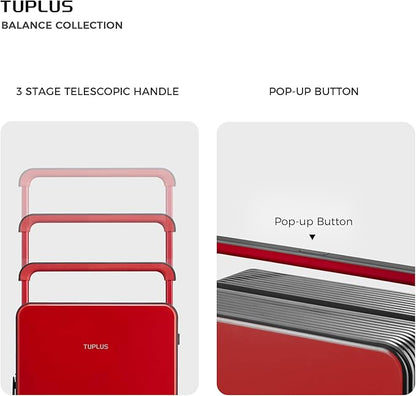 TUPLUS Suitcase ABS Hard Shell Luggage with 4 Spinner Wheels Hold Check in Travel Case, Balance Series