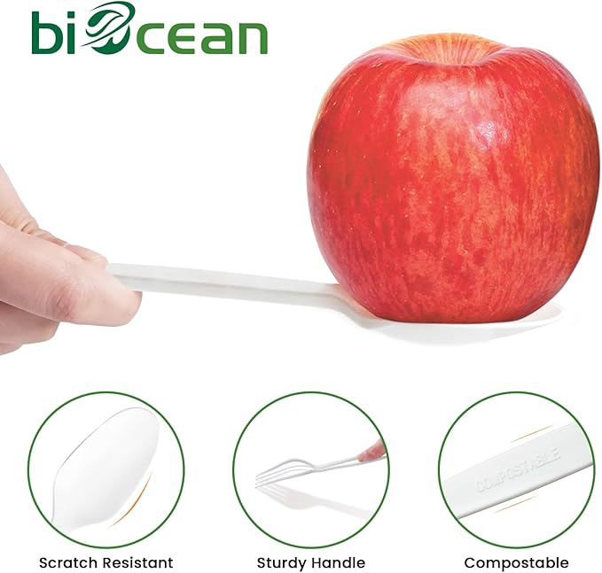 Extra Heavyduty Compostable Spoons [500 Count,6.7In] Disposable Cutlery No Plastic Spoons Large Biodegradable Utensils Eco Friendly Silverware for Party,BBQ,Daily Use [With Tote]