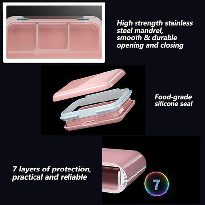 Pill Box Waterproof Travel Pill Case Portable Daily Pill Container Pill Holder Purse 6 Compartments Pocket Compact Medicine Organizer for Vitamin,Fish Oils,Supplements,Medication (Large Pink)