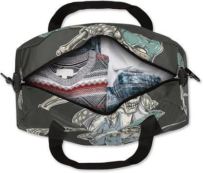 Cool Human Skeleton Skateboard Gym Duffle Bag for Kids,Sports Bag for Teens Boys & Girls Small Waterproof Overnight Weekender Carry School Practice Travel Bag