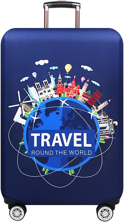 MosaiRudo Thicker Luggage Cover Elastic Suitcase Cover Protector Fits 18-32 Inch Suitcase Travel Accessories (Travel, S)