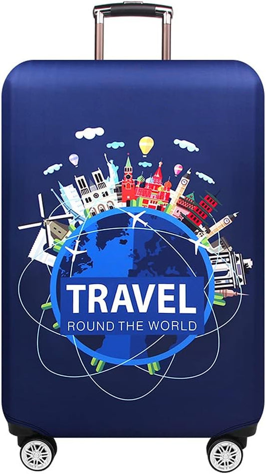 MosaiRudo Thicker Luggage Cover Elastic Suitcase Cover Protector Fits 18-32 Inch Suitcase Travel Accessories (Travel, L)