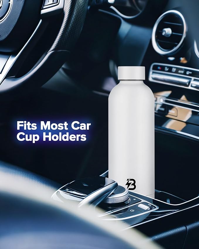 Insulated Water Bottle with Lid, 17 oz Reusable Leak-Proof Metal Stainless Steel Water Bottles for Travel, Sports, Gym, Outdoor (White)