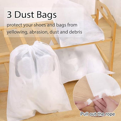 Shoe Bags for Travel, Holds 3 Pair of Shoes for Travel Luggage Accessories Portable Shoes Pouch and Daily Use Storage Pouch with Handle and 3 Dust bags