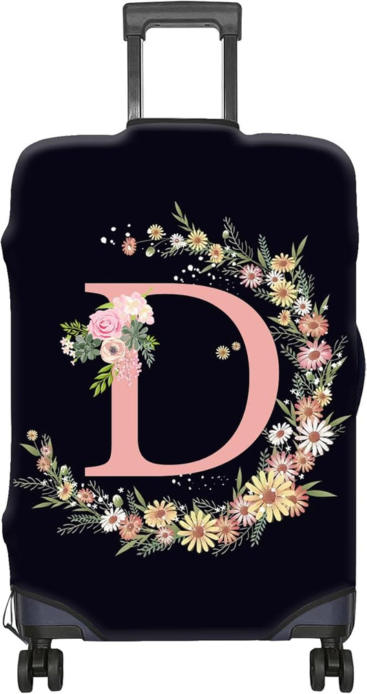 Luggage Suitcase Cover Protector Luggage Elastic Washable Baggage Covers Initial Cute Aesthetic for Unisex Women Girls Travel Trip S(19-21 inch)-Letter D