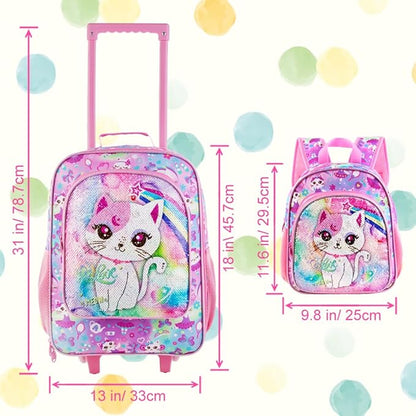 KLFVB Kids Luggage for Boys Girls, Cute Rolling Wheels Suitcase for Toddler, Children Travel Carry on Suitcase