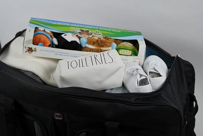 33" Rolling Duffle Bag with Wheels and Handle - Multiple Compartments/Compression Straps With Buckles Balck/Gray trim Large