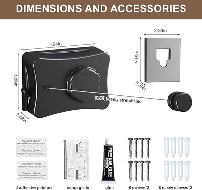 Retractable Clothesline for Outdoor & Indoor Use, 16.73 Ft Heavy Duty Retracting Clothes Line with Single Stainless Steel Rope - Laundry Drying Rack for Bathroom, Outside Areas (Black)