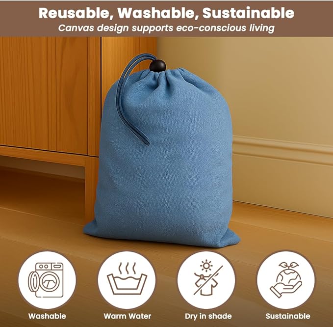 LFH Cotton Rich Shoe Storage Bags with Drawstring, Breathable Reusable Organizer, Perfect For Travel, Dorm, Hotel, College, Gym, Easy to Carry, Machine Washable 12"x17" (Pack of 2) - Sky Blue