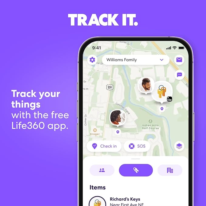 Tile by Life360 Mate - Bluetooth Tracker, Keys Finder and Item Locator for Keys, Bags and More. Phone Finder. Both iOS and Android Compatible. 1-Pack (White)