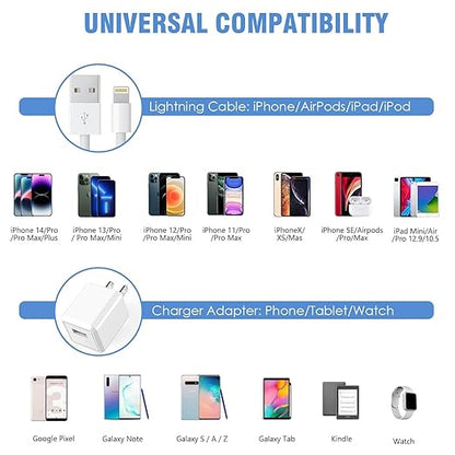 iPhone Charger 10FT, [Apple MFi Certified] 2-Pack Long Fast Charging Lightning Cord Cable USB Wall Charger Travel Plug Adapter for iPhone 14/13/12/11/Pro/Pro Max/Mini/8/7/6s Plus/XR/XS Max/SE2022/iPad