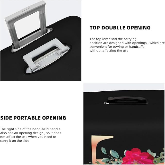 Floral Letter T Travel Luggage Cover Spandex Suitcase Protector Elastic Washable Stretch Suitcase Cover,Size XL(Fit 29-32inch Suitcase)