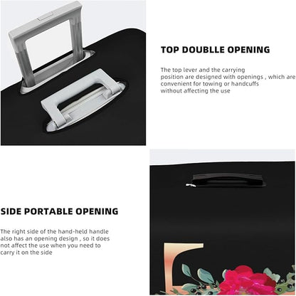 Floral Letter T Travel Luggage Cover Spandex Suitcase Protector Elastic Washable Stretch,Size S(Fit 18-21inch Suitcase)