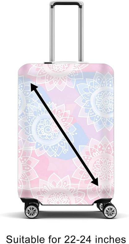 Pink Blue Mandala Luggage Cover Travel Essentials Suitcase Protector Washable Anti Scratch Protective Sleeve Baggage Wrap Fits 22-24 Inch Suitcase Covers Luggage Skins Travel Accessories