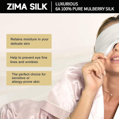 ZIMASILK Adjustable 22 Momme 100% Pure Mulberry Silk Sleep Mask, 3D Contoured Cup Eye Mask for Sleeping, Super Soft Breathable Blindfold, Perfect Blocks Light for Sleeping. (Pink)