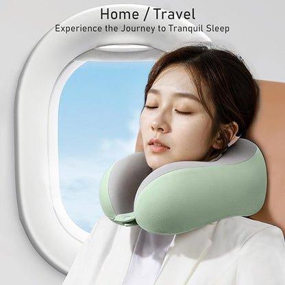 Ergonomic U-Shaped Memory Foam Neck Pillow for Travel & Office with Carry Pouch, Provides Neck Support for Airplane, Train, Anti-Sideturn Sleep (Dark Gray)