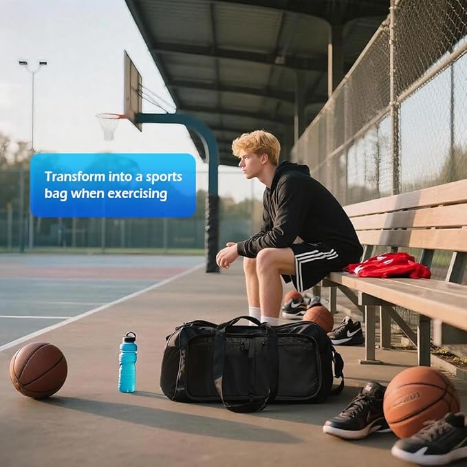 90L Foldable Duffle Bag, Shoe Storage Bag Design, Multiple Pockets, Large Storage Capacity,Duffle Bags For Travel (Black)