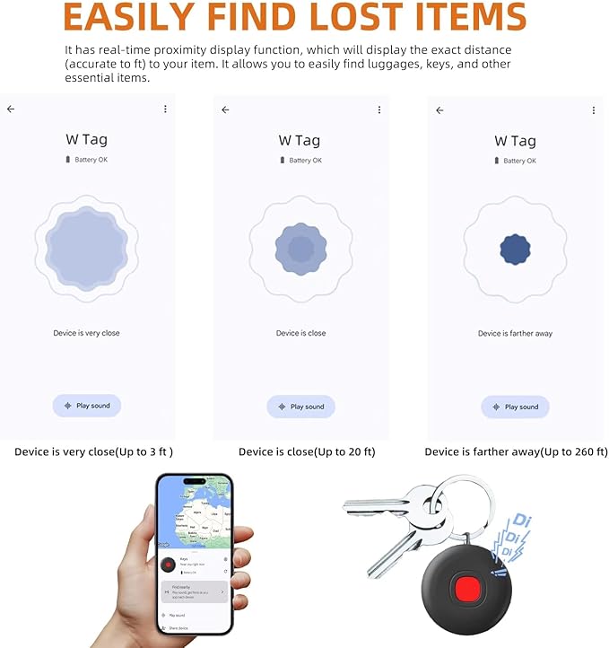 Bluetooth Smart Tags-4 Pack for Android, Smart Tags for Android, Google Certified/Works with Google Find Hub/Luggage Tracker Android, Game Changer Waterproof Bluetooth Tags for Keys,Wallets,Suitcases