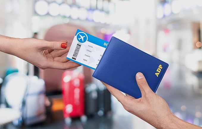 Personalized Monogrammed Cobalt Blue Leather RFID Passport Wallet