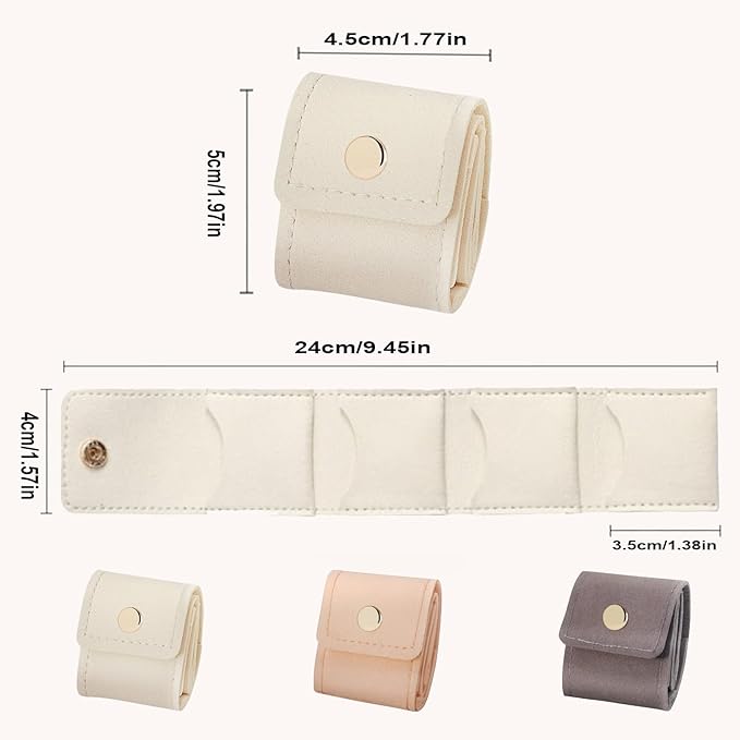 3PCS Mini Travel Jewelry Bag Travel Jewelry Roll Bag with Buckle Foldable Multi Functional Travel Jewelrys Pouch with Buckle Small Jewelry box for Earrings, Rings, Necklaces
