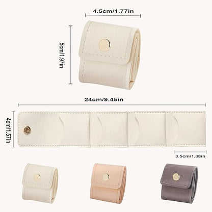 3PCS Mini Travel Jewelry Bag Travel Jewelry Roll Bag with Buckle Foldable Multi Functional Travel Jewelrys Pouch with Buckle Small Jewelry box for Earrings, Rings, Necklaces