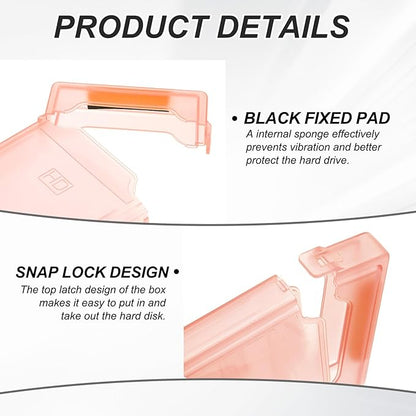 PATIKIL 4.5" x 3.2" Hard Drive Disk Case, 5Pcs Plastic Hard Disk Storage Box Portable Anti-Static Case for 2.5" External SSD HDD, Orange