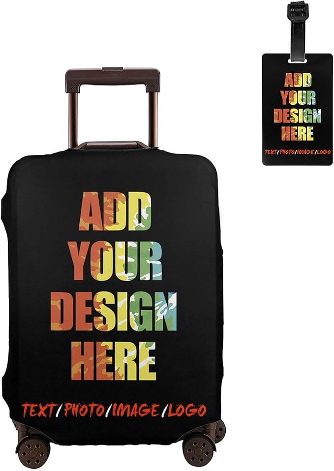 Personalized Luggage Suitcase Cover With Photo Dog Cat, Picture Custom Suitcase Cover, Custom Luggage Cover (XL (for 29--32 inch luggage))