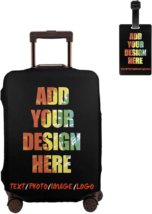 Personalized Luggage Suitcase Cover With Photo Dog Cat, Picture Custom Suitcase Cover, Custom Luggage Cover (XL (for 29--32 inch luggage))