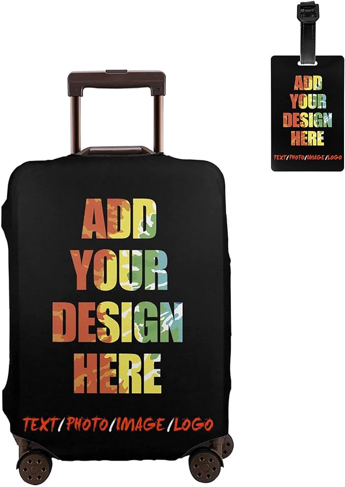 Personalized Luggage Suitcase Cover With Photo Dog Cat, Picture Custom Suitcase Cover, Custom Luggage Cover (L (for 25--28 inch luggage))