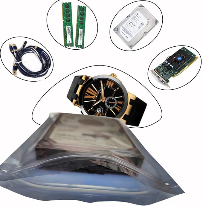 100pcs Antistatic Bags 5.9x7.8in/15x20cm, Resealable ESD Bag, Suitable for SSD Hard Disk and Various Electronic Devices