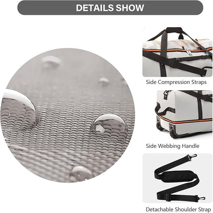 Vomgomfom 32" Soft-Sided Foldable Wheeled Travel Duffel Bag,Expandable 110L to 140L Rolling Cargo Bag with 2 Wheels and Multiple Pockets,Grey