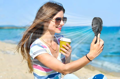 HandFan 5200mAh Portable Fan Handheld, 6 Speeds Hand Held Fan 180° Foldable Personal, Battery Operated USB Rechargeable, Handle Separate Design for Travel/School/Outdoors/Indoors (6 Speeds Black)