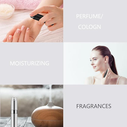 Lil Ray 8ml Portable Mini Perfume Atomizer(4 PCS)，Refillable Empty Small Spray Bottle for Travel, Twist Type Pocket Cologne Sprayer (Silver)