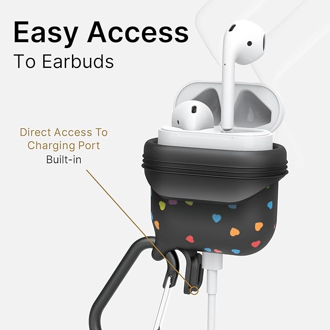 Catalyst Waterproof Case for AirPods 2nd Generation and AirPods 1st Generation - Wireless and USB-C Charging High Drop Protection AirPod Gen 2 and Gen 1 Case with Carabiner, One Piece Design