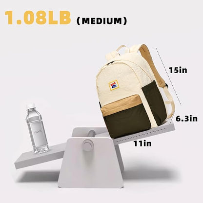 willikiva Kids Backpack for School Boys Girls Teens Toddler Backpack Waterproof Kindergarten Preschool Elementary Bookbag Children Travel Bag(Off White Deep Green,Medium)