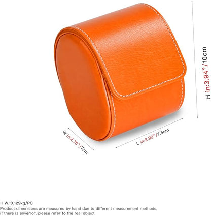 Oirlv Luxury Leather Watch Storage Box Travel Single Watch Case Jewelry Gift Box for Christmas Anniversary Birthday(Orange)