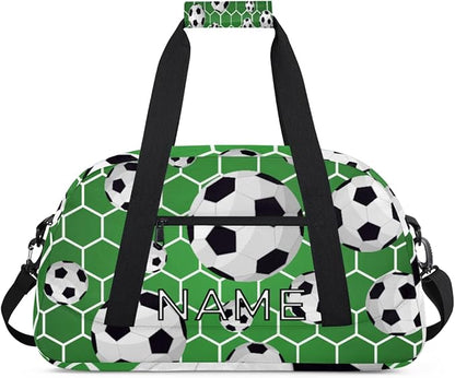 Personalized Kids Duffel Bag for Girls & Boys - Travel, Soccer, Sport Pattern - Custom Gym Overnight Weekender Tote Carry-On Teen Dance Bag