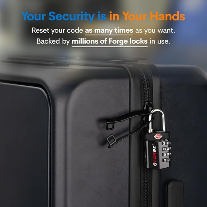 Forge Travel Lock,TSA Approved Luggage Locks for Air Travel, Gym Lockers, School Lockers, Pelican Cases, Gun Case, Easy Read Dials, Durable Alloy Body