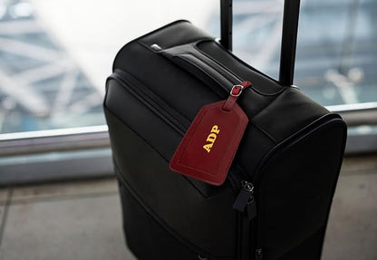 Personalized Monogrammed Merlot Leather RFID Passport Wallet and Luggage Tag