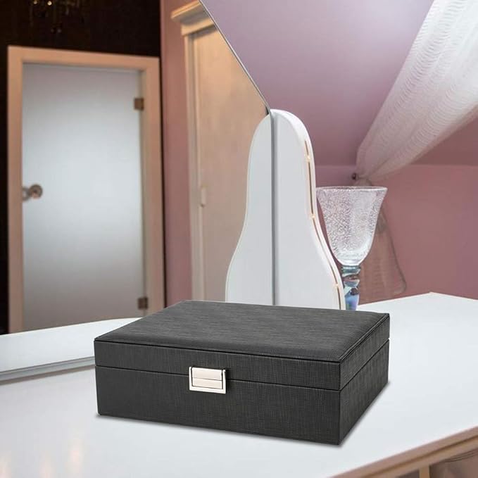 FSC Lighting Jewelry Box Organizer, Travel Jewelry Storage Case Necklace Holders Display Tray Storage Case(Black)