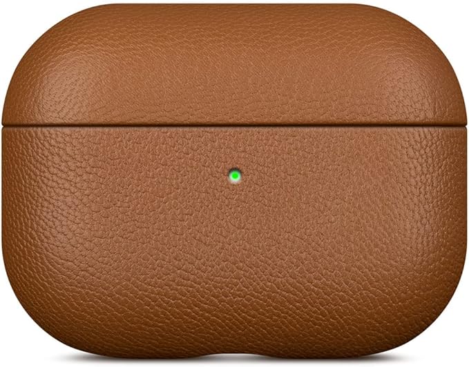 AirPods Pro 2nd Generation Leather Case (Not for AirPods Pro 1st Gen), Lopie Handmade AirPods Pro 2 Leather Case Cover, Protective Case Fully-Wrapped with Lambskin Leather - Retail Packaging - Brown