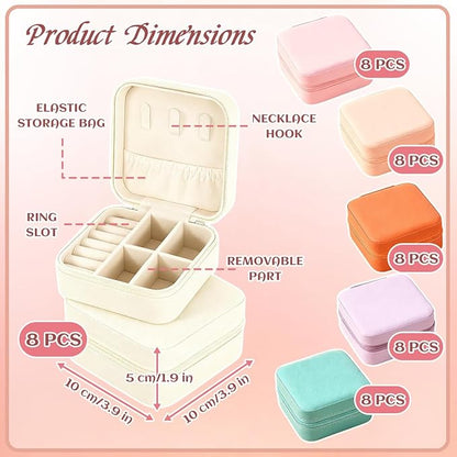 48 Pcs Mini Jewelry Travel Case Multi-Color Wedding Mini Jewelry Box Gorgeous Travel Jewelry Box for Wedding Bridesmaid Invitation Return Gifts, Rings and Earrings