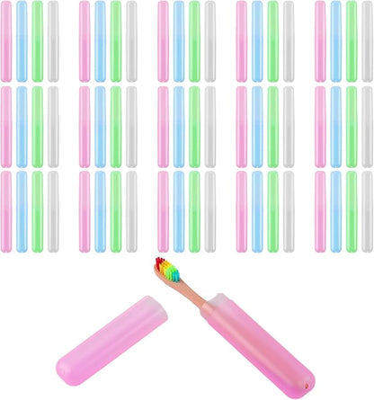 Lnrueg 60PCS Portable Travel Toothbrush Holder Case, Plastic Toothbrush Case, Toothbrush Cases for Indoor, Outdoor, Travel, Camping, School, and Home Use