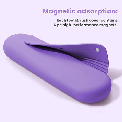 Silicone Electric Toothbrush Travel Cover, Toothbrush Travel Containers Bag Case for Men and Women,Keeps Toothbrush Fresh and Clean, Fits Most Manual and Electric Toothbrushes - Purple