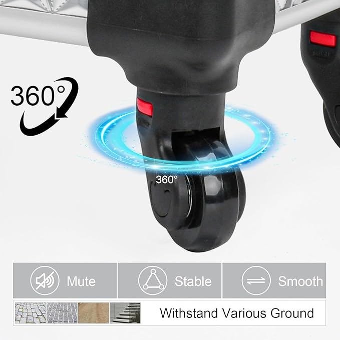 TOPACK Rolling Makeup Case,Professional Cosmetology Case on Wheels,Large Cosmetic Organizer Train Case,Makeup Travel Case with Draws & Swivel wheels Nail Tech Salon Storage Traveling Cart Trunk,Silver